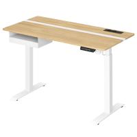 Escritorio eléctrico ajustable en altura, 60x120 cm, ajuste continuo, con 4 memorias de altura, toma de enchufe, usb integrado, disponible en blanco, marrón rústico y roble - details 12