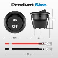 Interruptor Redondo 12V ON/Off SPST 2Pin Con Cables 6A/250V 10A/125V AC Para Automóvil Barco Etc Pack De 2/5/10 Piezas - details 1