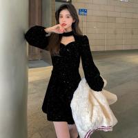 Vestido De Mujer Para Otoño Y Invierno Con Cintura Alta Y Cuello Navideño Vestido De Pierna Larga Y Manga Larga De Poliéster - details 10