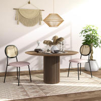 HOMCOM Pack de 2 Sillas de Comedor Sillas de Cocina con Respaldo de Ratán Sintético y Marco de Acero para Salón 44x54x87 cm Rosa y Negro - details 1