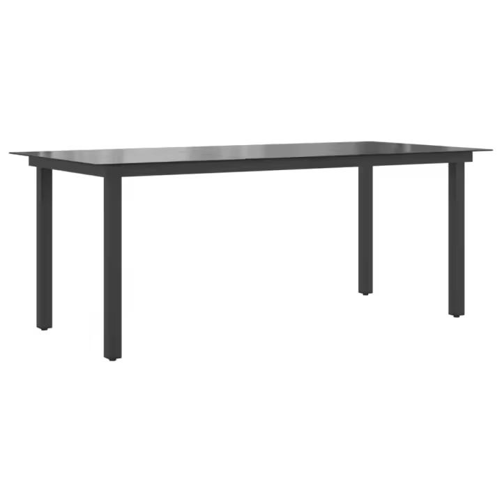 Mesa de Jardín de Aluminio y Vidrio Negra 190x90x74cm - 1