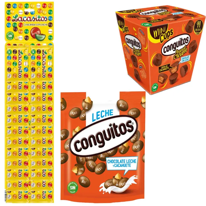 Pack Lacasitos24 bolsitas 18g,Conguitos leche doypack 220g, mini cups leche est 200g - 1