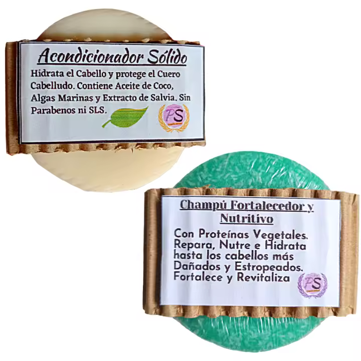 Acondicionador Sólido + Champú Fortalecedor "Océano". Fortalece y Nutre tu Cabello. Limpia y Suaviza. PumarShop Cinnia Natura. Sin Parabenos - 1