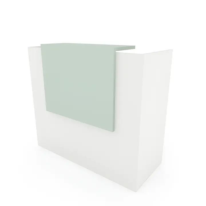 OFICIT Mostrador recepción Basic Colors de 120 cm de ancho con sobremostrador en color Pastel Green. - 1