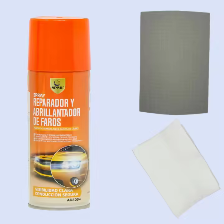 Kit de reparación de faros de coche y moto, spray reparador y abrillantador de faros para eliminar oxidación, amarilleamiento y rayones de los faros. (200ml) - 1