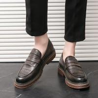 Nuevos Loafers Para Hombre En Cuero Patentado Con Patrón De Piedra Zapatos De Boda Y Casual Con Punta Redonda Cierre SLIP-ON - details 30