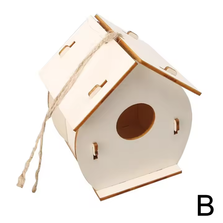 Caja De Pájaros De Madera Miniatura Para Exterior Casa Colgante Para Pájaros DIY Pintura Decoración De Jardín Cova Para Papagayo - 1