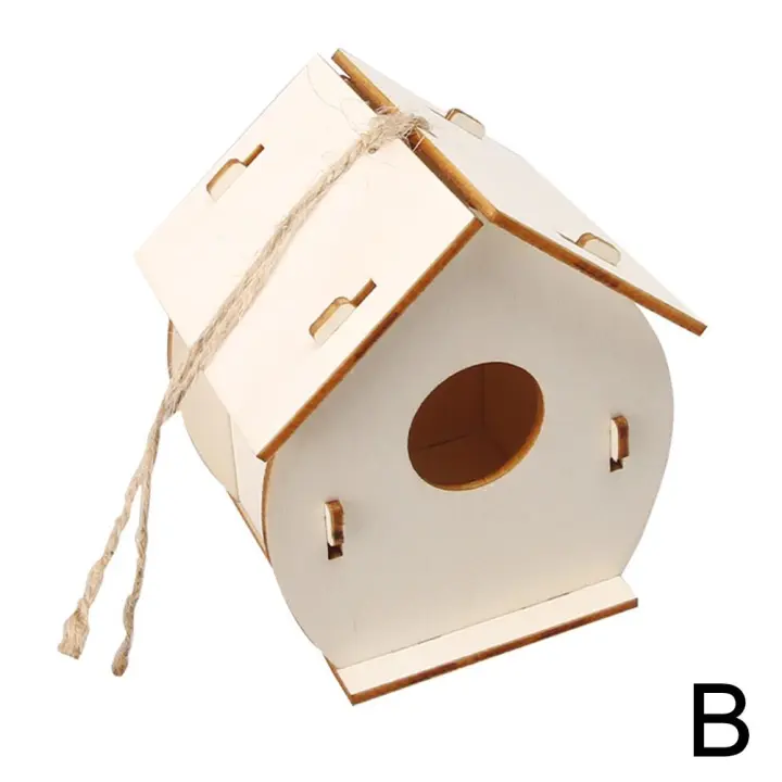 Caja De Pájaros De Madera Miniatura Para Exterior Casa Colgante Para Pájaros DIY Pintura Decoración De Jardín Cova Para Papagayo - 1