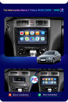AWESAFE inalámbrico CarPlay Android Auto Radio para Mercedes Benz C Class W203 2005 - 2009 coche reproductor multimedia GPS 2 din autoradio volante controles RDS Bluetooth - details 2