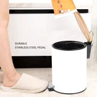 Cubo de basura Metal Con Tapa Bambú Caída Amortiguada 3 L, Papelera con pedal pequeño para Baño - Tendance - details 4