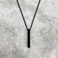 Collar Pendentivo Rectangular Clásico Para Hombres En Acero Inoxidable Color Negro Cadena Cubana Joyería Regalo Estilo Fashion - details 5