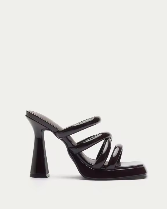 MIM Croix Sandalias destalonadas de tacón para mujer chocolate en charol sintético 9374161142090 - 1