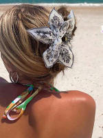 Pinza Para El Pelo Estilo Bohemio Grande Con Lazo Y Patrón De Cashew Accesorio De Moda Para Mujeres Clip De Tiburón De Viaje Decorativo - details 5