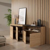 Skraut Home - Mueble Aparador en melamina de alta calidad - Veteado de madera - Tacto poroso - Estilo Moderno Elegante - 203x35x75cm - details 1