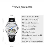 Reloj Mecánico Para Hombre AILANG Auténtico Resistente Al Agua Con Tourbillon Calendario Y Dial Skeleton En Cuero Y Acero Inoxidable - details 11