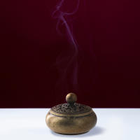 Brass Pocket Lotus Jiuding Incense Burner Hollow Mini Incense Holder Garden Statue Sculpture from Mainland China - details 21