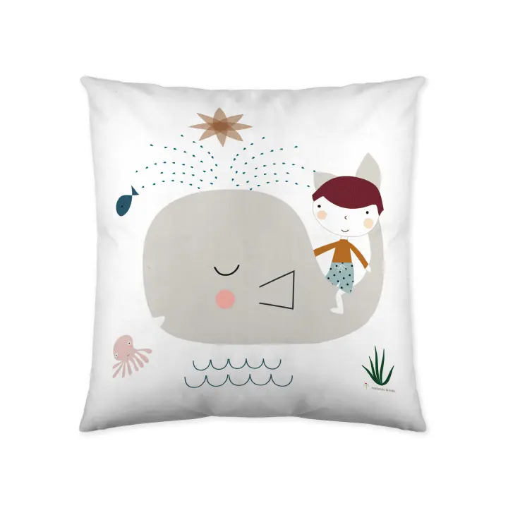 FUNDA DE COJIN VACIO INFANTIL 100% ALGODÓN SURF 40x40 CM HACIENDO EL INDIO FABRICADO EN ESPAÑA - 1