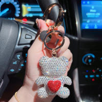 Llavero De Muñeco De Oso De Amor Con Diamantes Cerámica Y Metal Grande En Forma Circular Regalo Pequeño Para Niñas - details 4