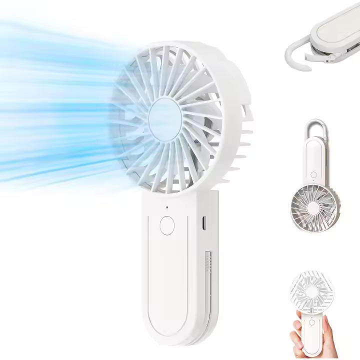 Mini Ventilador Portátil, 【12 Horas Funcionamiento Máximo】Ventilador USB Gancho Telescópico, Pequeño Ventilador Bolsillo con 3 Velocidades para Mujeres, Hombres, Interiores y Exteriores - 1