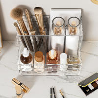 Organizador De Maquillaje Transparente Grande Con Múltiples Redes Caja De Almacenamiento Para Escritorio Soporte Para Control Remoto - details 2