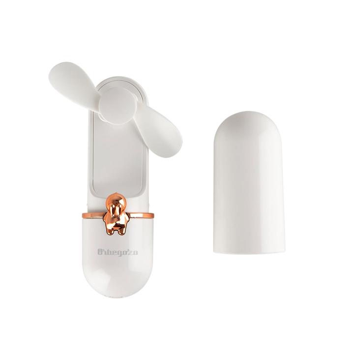 Orbegozo - Ventilador de mano HF 2500 con diseño elegante blanco y rosa dorado, 2 velocidades y batería de 1200 mAh… — oferta en Miravia