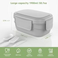Fiambrera para Adultos 1900ML, Lunch Box with Compartimientos a Prueba de Fuga Caja de Almuertos para Pícnic Trabajo Viajes(Gris) - details 3
