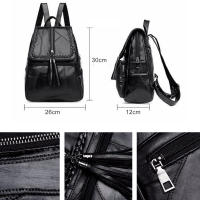 Mochila De Cuero PU Para Mujer 2024 Bolso De Viaje Multi-funcional Clásica Negra Impermeable Bolso De Hombro De Escuela - details 0