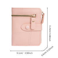 Cartera Para Mujer Color Sólido Delgada Con Botón Cartera Corta Para Tarjetas Y Monedas Funda Para Celular Material PVC - details 0