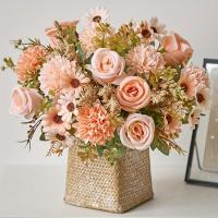 1pc Arreglo De Flores Artificiales Rosa Hiedra Esterilla Girasol Para Decoración De Interiores Y Fiestas En Casa - details 5
