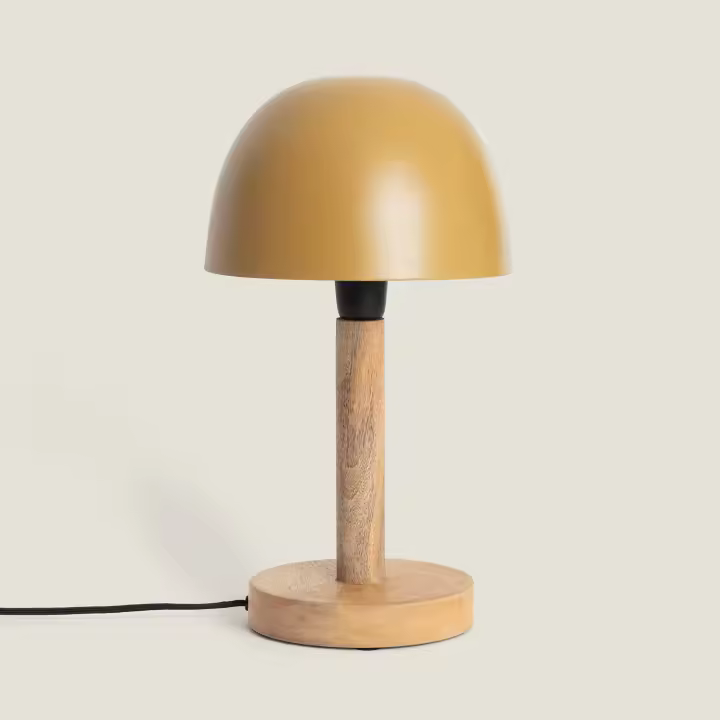 Ledkia Lámpara de Mesa Metal y Madera Mallavi Amarillo - 1