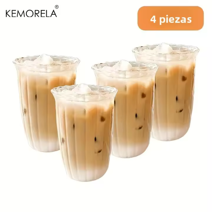 4/6PCS Vaso De Cocktail Transparente Con Rayas Verticales Para Café Latte Jugo Agua Whiskey Vidrio Ecológico Para El Hogar - 1