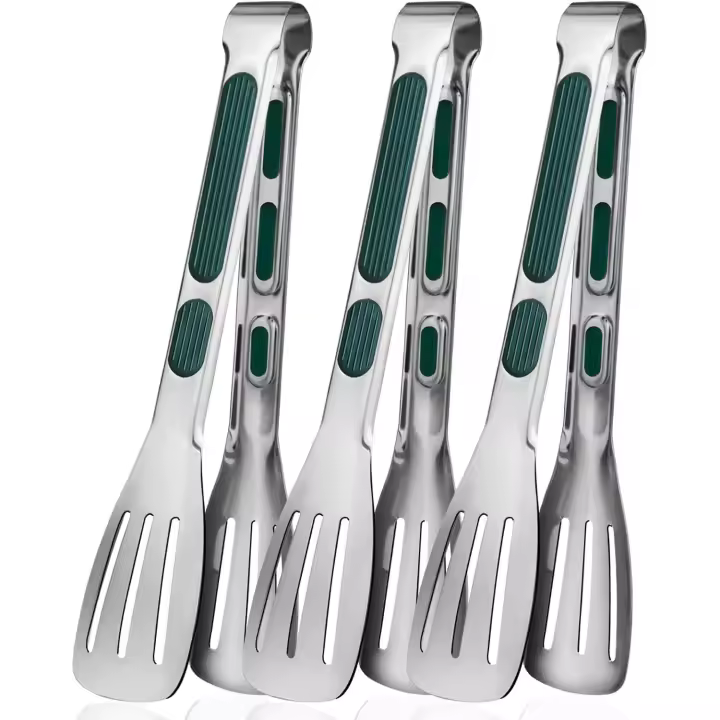 Pinzas de cocina de 3 piezas, pinzas para servir alimentos de acero inoxidable de 9 pulgadas, pinzas para bufé, pinzas para cocinar, ensaladas, carnes, barbacoas, freír y servir - 1