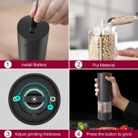 Juego De Molinillos Eléctricos Para Pimienta USB Recargable With LED Ajustable Y Gran Capacidad Molinillos Automaticos - details 1