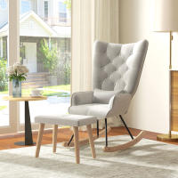 Silla mecedora con taburete, Reclinable con codos, 66x96x101 cm, Tapizado, Estilo Contemporáneo, Salón, 66x96x101 cm - details 3