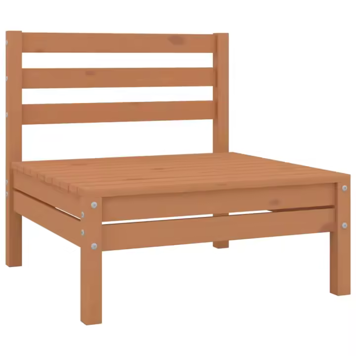 vidaXL Sofá central de madera maciza de pino marrón miel - 1