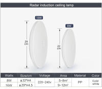 Lámpara De Techo LED Con Sensor De Movimiento 8W 16W AC220V Luz Fría Sensor Automático Fotosensible Decoración Para Casa Pasillo Garage - details 4