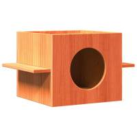 vidaXL Casa para gatos cera marrón 51x35x30 cm madera maciza pino en color Gris oscuro/Gris nube/Gris claro - details 0
