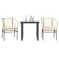 vidaXL Juego de comedor jardín 3 piezas cojines ratán sintético marrón en color Marrón y blanco crema/Negro y gris oscuro | acolchados duraderos para sofás de jardín terraza exterior - details 0