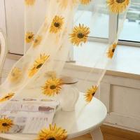 Cortinas De Tulle Con Girasoles 100x200 Cm Para Verano Decoración De Hogar Moderna Para Sala De Estar Dormitorio Cocina Ventanas - details 3
