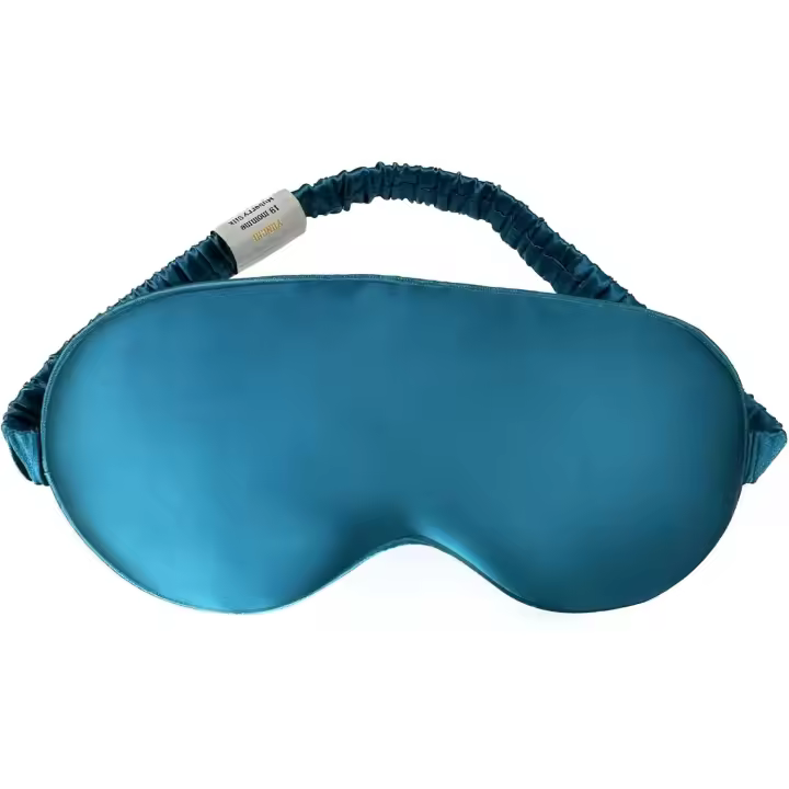Antifaz de seda para dormir, 100 % seda morera pura, antialérgico y opaco, con banda elástica para dormir, viajar y siesta (azul). - 1