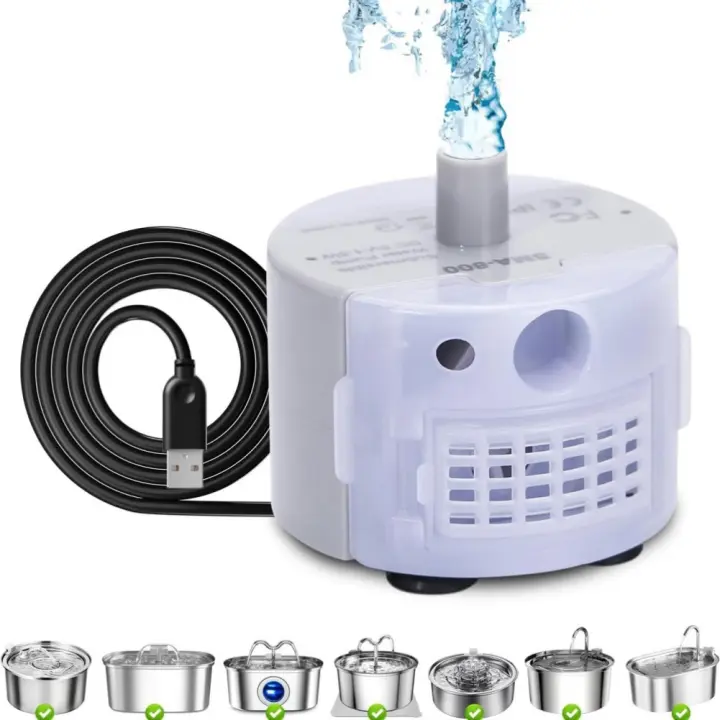 Bomba Submersible Para Fuente De Agua Para Gatos Con Luz LED Motor USB Accesorios Para Fuente De Agua Para Mascotas - 1