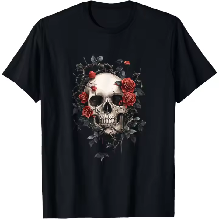 Camiseta de Manga Corta, 100% Algodón, Ropa Unisex para Hombres y Mujeres en 5 Tallas, Camiseta Negra ESTAMPADA, Cuello redondo. - 1