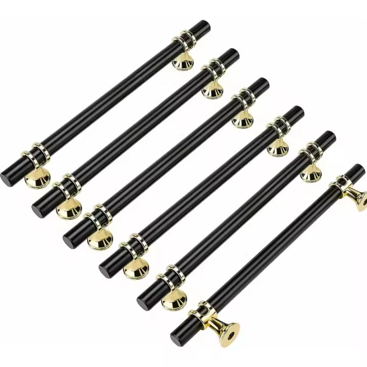Tirador negro para muebles de cocina, 6 uds., 160mm, tirador negro para muebles, tirador negro para barra de muebles, distancia central de 160mm - 1