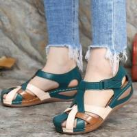 Zapatos de Mujer, Nuevos Zapatos de Verano retro de Punta Redonda con Tacón de cuña, Zapatos Romanos para Mujer, Sandalias de Mujer con Cremallera - details 4