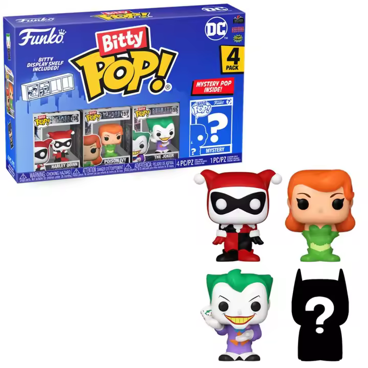 Funko Bitty Pop! Batman - Harley Quinn, Poison Ivy, The Joker y ¿?, 71313 - 1
