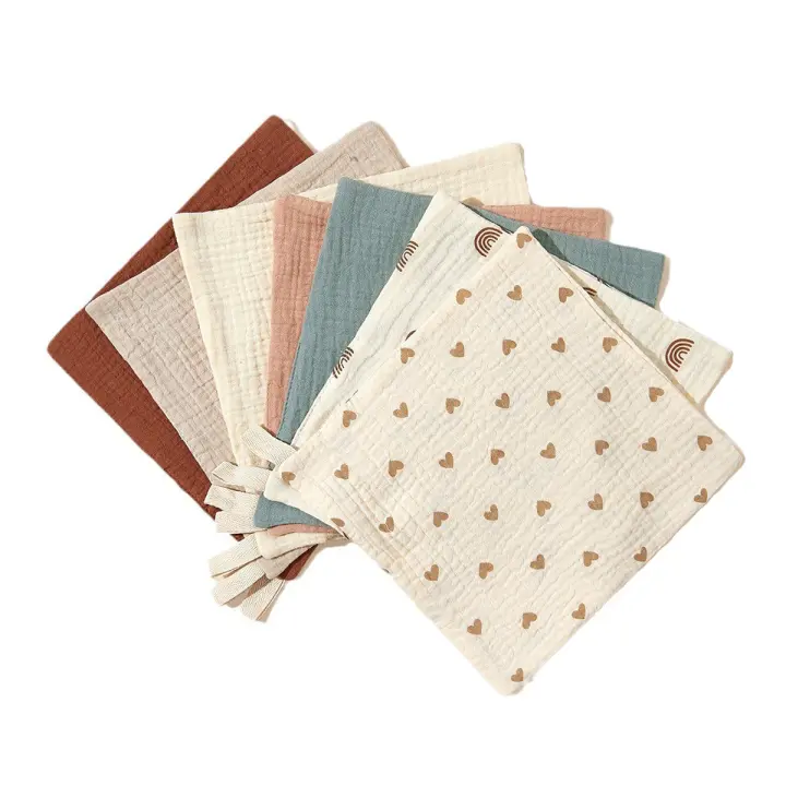MOV-Paquete De 5 Toallas Muslin Para Bebé Pañuelos De Burp Random Color Tamaño 23x23 Fashion Unisex Edad 0-24 Meses Material Algodón - 1