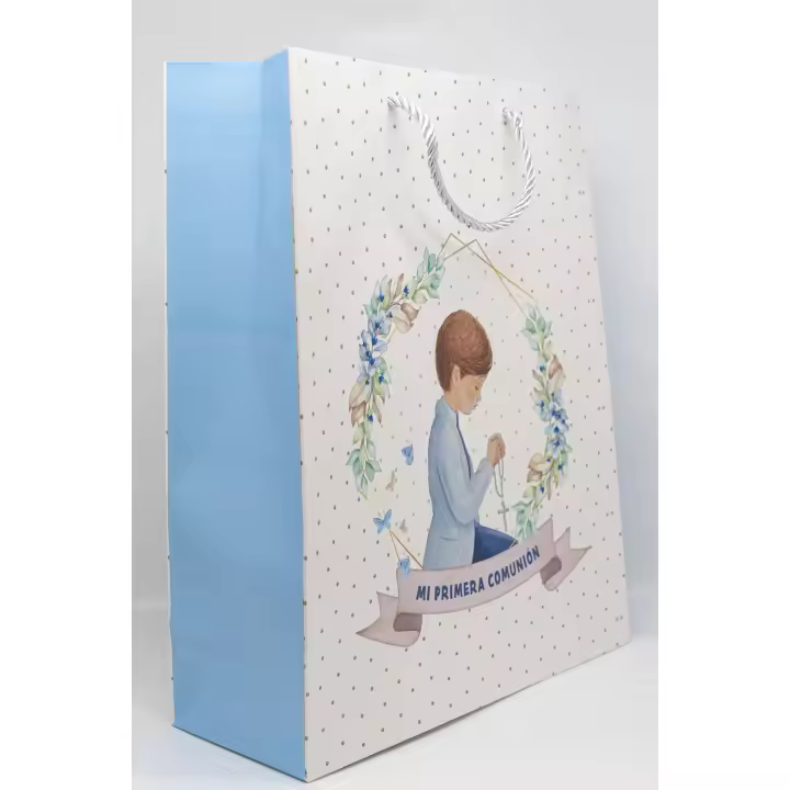 12 bolsa de Regalo Orla Primera Comunión. Niña - Diseño Exclusivo y Elegante Ideal para Entregar Regalos a Invitados de Forma Original  tamaño grande y mediano,  Paquete de 12 Unidades  Marca Arguval - Alta Calidad y Prestancia Única gama lujo - 1