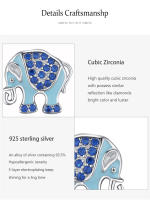 Zenyth-Pendientes de Elefante de Plata S925 with microdiamantes, estilo Femenino, Con personalidad Creative, pendientes de esmalte animal. - details 4