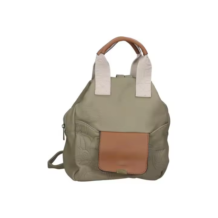 SARA BAGS | Mochila de Paseo Sara Bags para Mujer – Mochila Casual En Color Verde con Detalles en Marrón – Mochila con Cremallera – Varios Compartimentos – Espaciosa y Cómoda – Modelo SCZQ2500310950 - 1