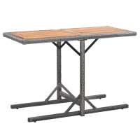 vidaXL Mesa de jardín de vidrio y ratán sintético 110x53x72 cm en color Beige/Negro y marrón/Marrón y más | estructura resistente ideal para salón dormitorio o estudio - details 6